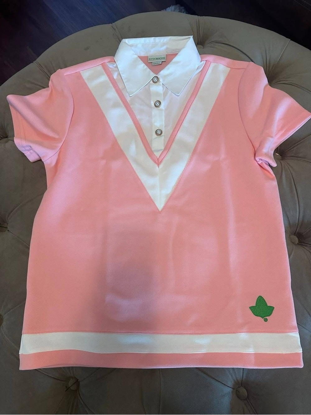 New Ivy Storehouse Pink Short-Sleeve Polo Top with White Trim
